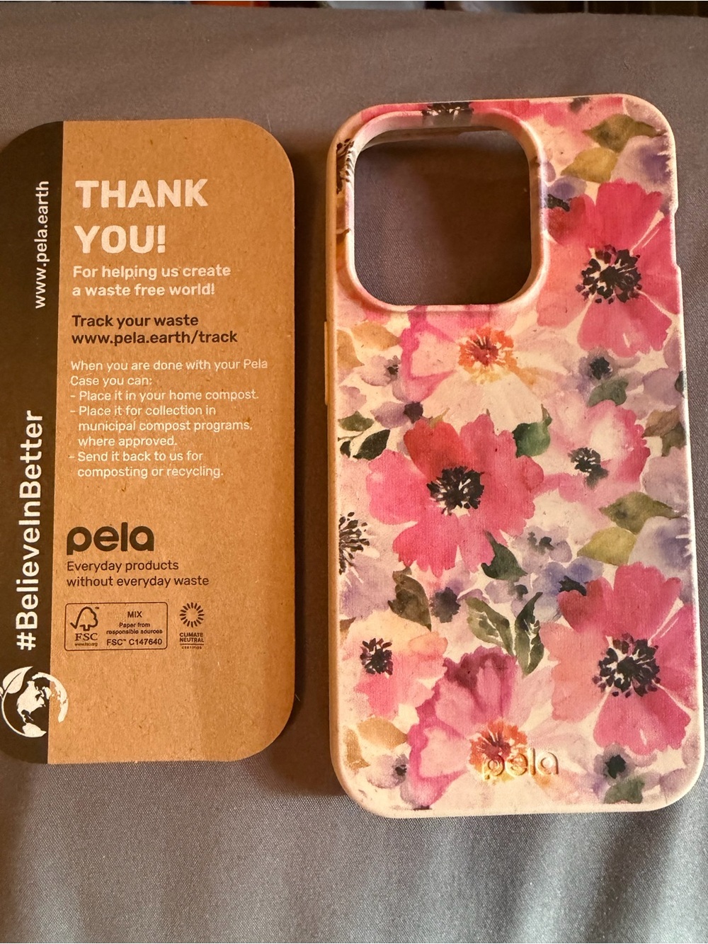 Pela Floral Eco-Friendly iPhone 14 Pro Case - Pink Floral